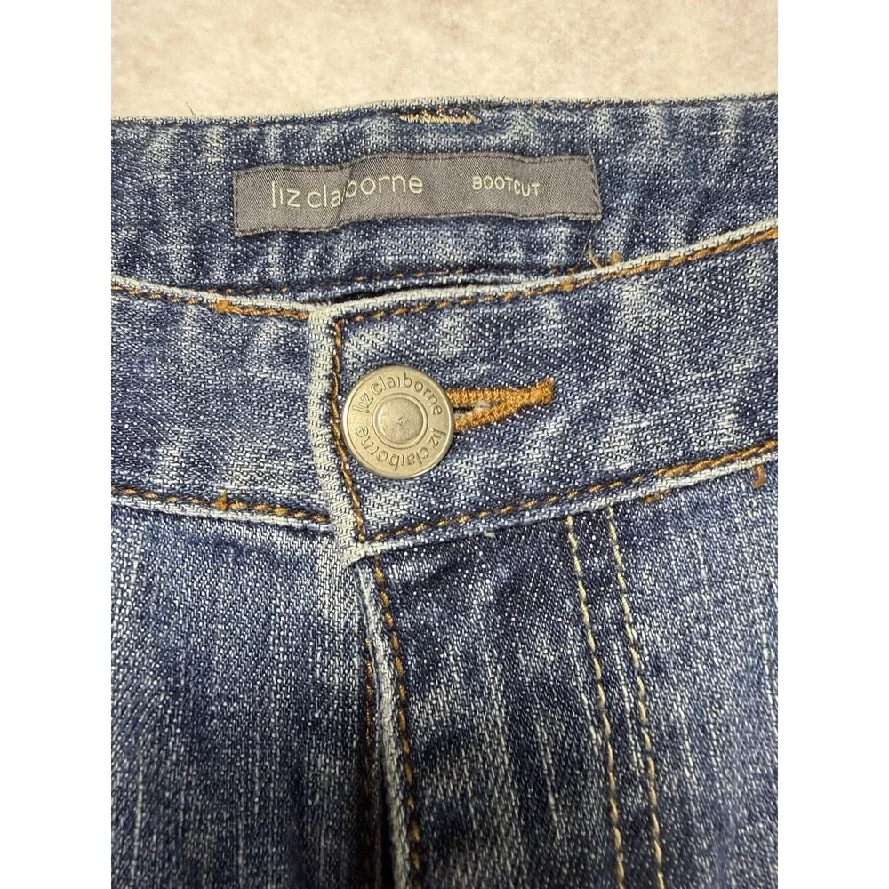 Liz Claiborne Bootcut Jeans Women's Size 8 Blue Stretch Denim Mid Rise Embroider - Picture 4 of 5